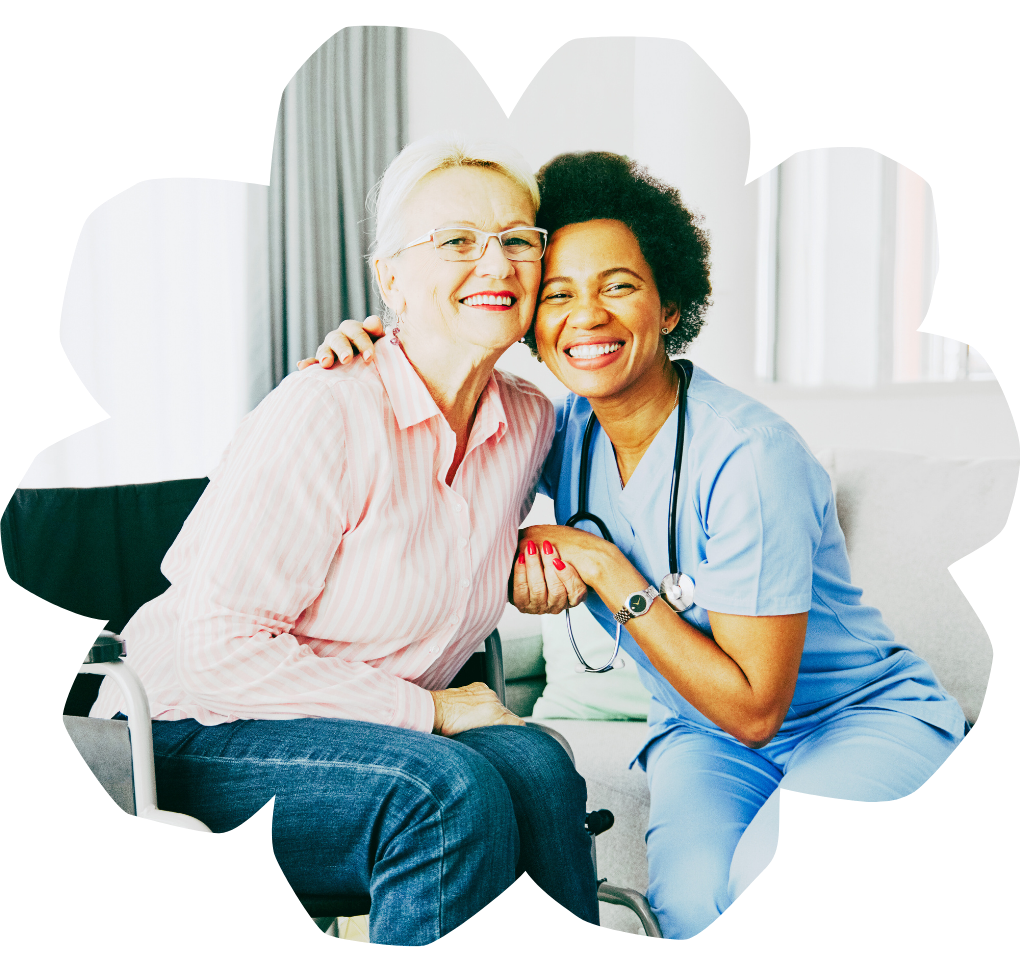 Nurse and patient holding hands